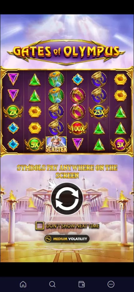 Interface de la machine à sous Gates of Olympus sur Lucky7even casino